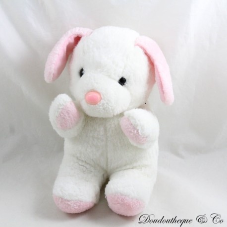 Vintage Hund Plüsch ohne Marke Rosa Weiß 22 cm Vintage Hund Plüsch ohne Marke Rosa Weiß 22 cm
