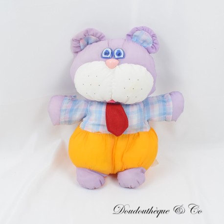 Ausgestopfter Bär Fallschirm Leinwand Vintage Puffalump Stil Plaid rosa blau 30 cm