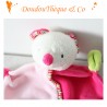 Flat cuddly toy bear BABY CLUB pink green flower C&A 23 cm