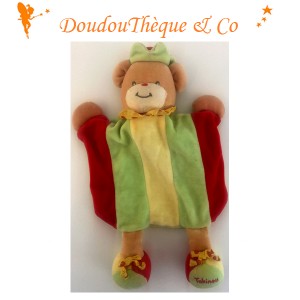 Doudou marionnette ours TAKINOU collerette à pois 31 cm