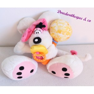 Peluche souris DIDDL Diddlina tétine hochet rose blanc Depesche 24 cm