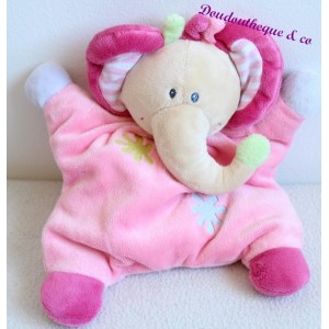 Doudou Plat Eléphant NATTOU Rose 