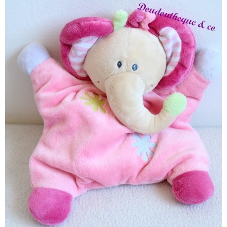 Doudou Plat Eléphant NATTOU Rose 