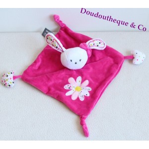Doudou plano Conejo ORCHESTRA / PREMAMAN rosa corazón blanco nudos de flores