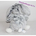 Doudou lapin CASINO BEBE REVE gris et blanc 21 cm