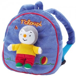 Sac à dos peluche T'Choupi JEMINI 23 cm bleu