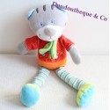 Doudou plat Lapin MOTS D'ENFANTS orange jaune attache tétine 45 cm