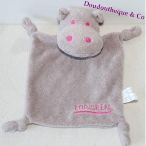 Flat hippopotamus cuddly toy TOPICREM brown and pink 17 cm