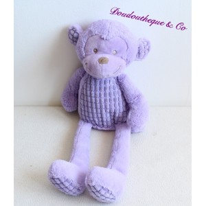 Peluche singe NICOTOY violet motif en relief 43 cm