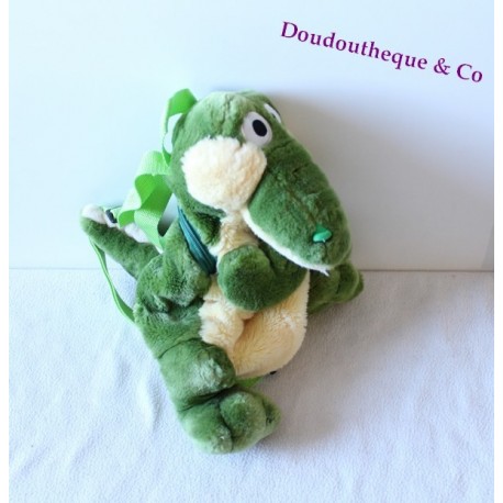 Sac à dos crocodile LA FERME AUX CROCODILES vert beige peluche enfant