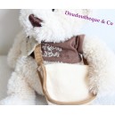 Osos Teddy bear historia blanca bolsa beige camiseta marrón 22 cm