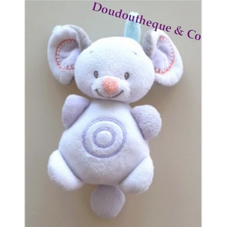 Doudou plat Souris Bubbles NATTOU gris bleu orange blanc attache tétine Doudou plat Souris Bubbles NATTOU gris bleu orange blanc attache tétine