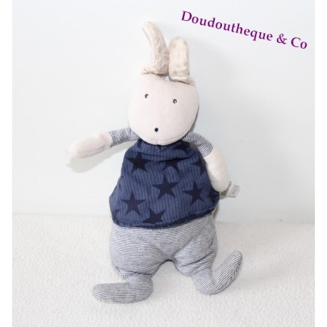 Peluche Ernest coniglio MOULIN ROTY Loved e Celeste blu grigio 28 cm