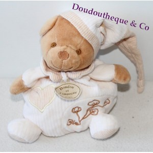 Doudou ours bio DOUDOU ET COMPAGNIE  marron fleurs 20 cm